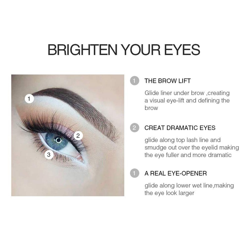 6 White Eyeliner Pencils for Professional Use as Highlighters, Soft,