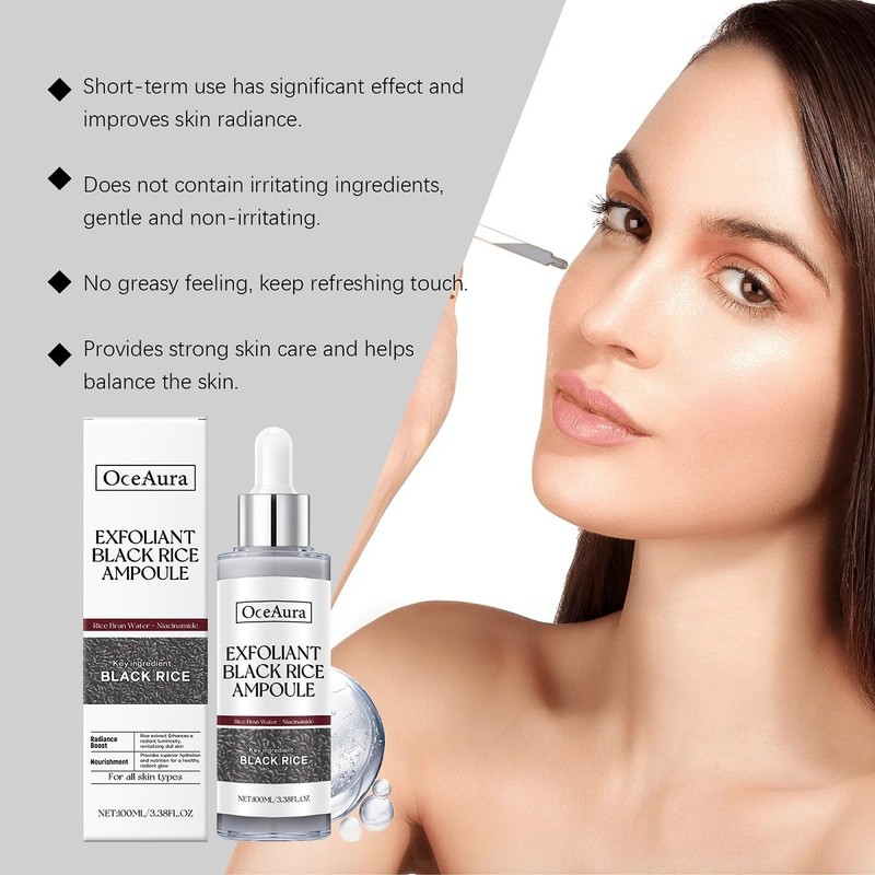 2 Pcs Black and White Rice Exfoliant, Premium Rice Ampoule