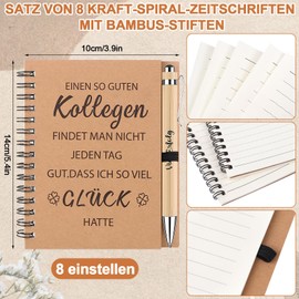 8 Sets Thank You Gift for Colleagues Employees Farewell Gift Colleague Mini Notepads Notebook Wooden Ballpoint Pen Keyring Retirement Farewell Gift Small Gifts for Colleagues