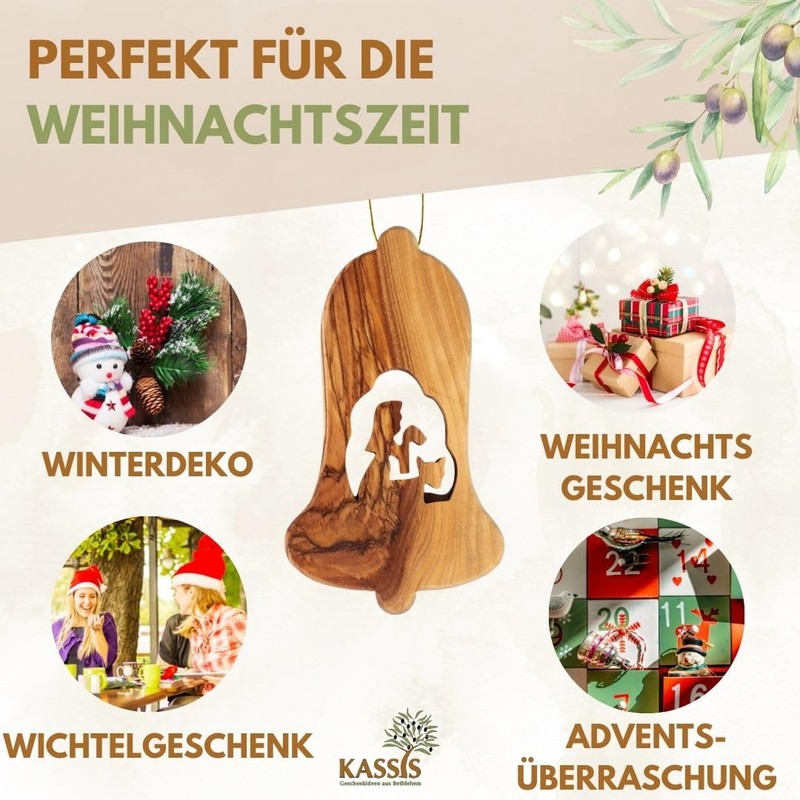 KASSIS Geschenkartikel Olive Wood Christmas Decoration Tree Decorations Set of