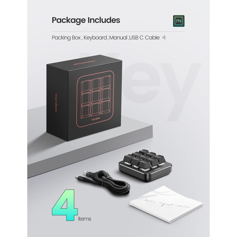 Vaydeer One-Handed Mechanical Keyboard Support NKRO, Hotkeys, One-Click Start,9 Fully
