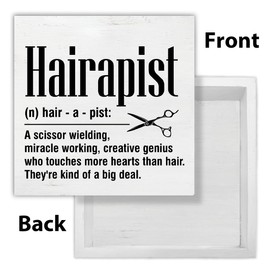 Hairstylist Gift, Hairdresser Gift, Hair Stylist Gifts for Women Men, Rustic Hairapist Definition Wooden Sign Home Hair Salon Barbershop Barber Shop Decor 5×5 Inches