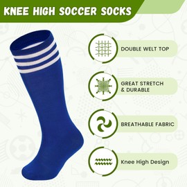 PONCEAU Kids Knee High Socks - School Socks Kids Boys Girls Football Socks Cotton Breathable socks for Toddler School Uniform