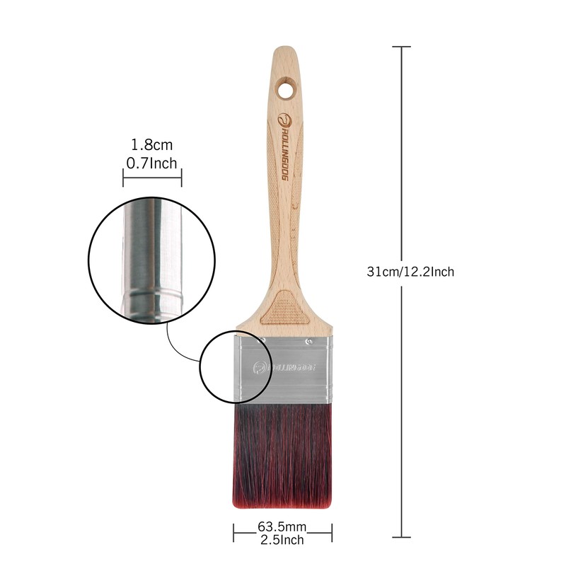 ROLLINGDOG 2.5" Paint Brush with Laser engraved Beechwood handle and
