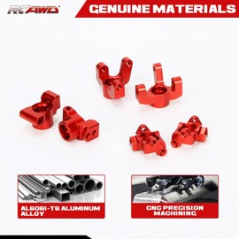RCAWD Front Spindle Steering Hub Carrier& Caster Block, Front Camber Block C Hub& Rear Hub Carrier for 1/18 Losi Mini-T 2.0,1/16 Losi Mini-B Upgrades Parts #LOS214006, LOS311005, LOS214005 Red