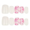 24 Pcs White Press on Nails Short Square,ZWENJIE Flower Fake