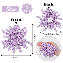 AIMUDI Lilac Curly Bows 4" Self Adhesive Gift Bows Curly Ribbon Bows for Gift Wrapping Grosgrain Ribbon Twist Tie Bows for Treat Bags Gift Basket Baby Shower Wedding Party Decorations - 6 Counts