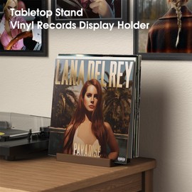 TAKMORK Record Holder Vinyl Display Storage: Vinyl Record Storage Holder Solid Wood Albums Stand Now Playing LPs Organizer Rack