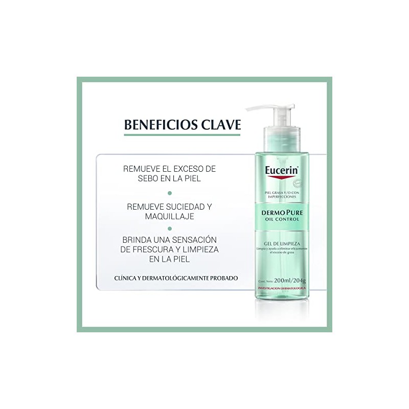 Kit Eucerin DermoPure Gel Limpiador Facial, 200 ml Eucerin Sun