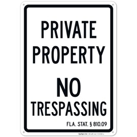 Sigo Signs Florida Private Property No Trespassing Sign, 10x14 Inches, Rust Free .040 Aluminum, Fade Resistant, Made in USA