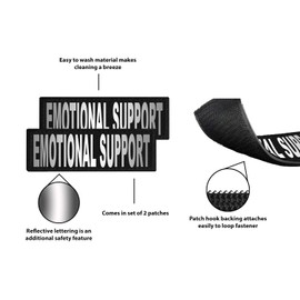 Dogline Emotional Support Vest Patches – Removable Emotional Support Patch 2-Pack with Reflective Printed Letters for Support Dog Vest Harness Collar or Leash