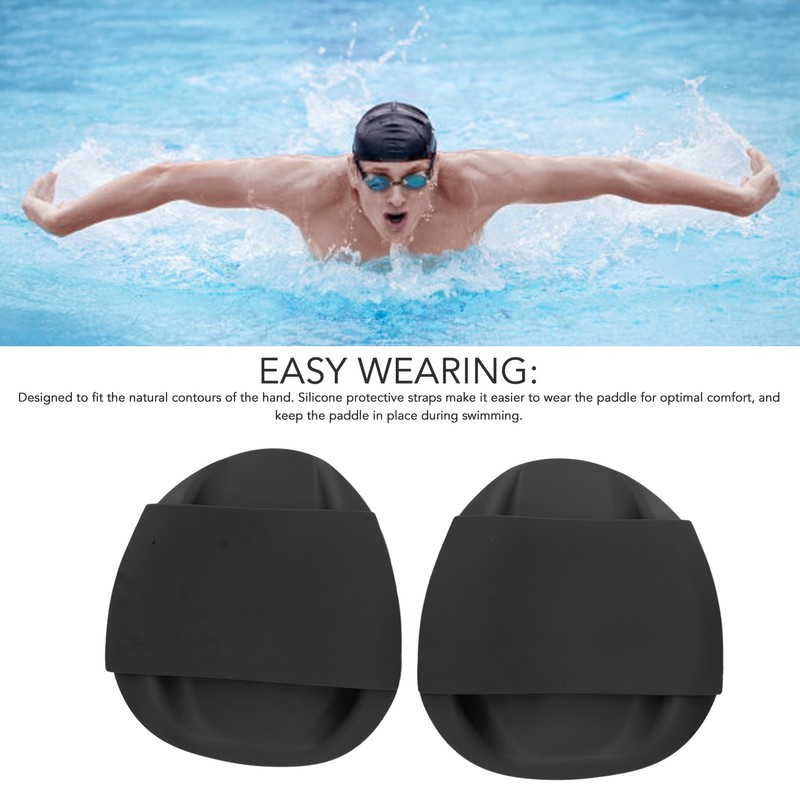 Swim Training Paddle Black PP Silicone Ergonomic Shape Swim Training