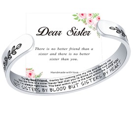 Best Friend Bracelet Gifts for Women Stainless Steel Engraved Inspirational friendship bracelets Mothers Day Christmas Birthday gifts for Sister Best Friends(Not Sisters By Blood But Sisters By Heart)
