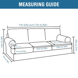 H.VERSAILTEX Sofa Cover 4 Piece T Cushion Sofa Slipcovers Thick Velvet Couch Cover Stretch T Cushion Sofa Covers for 3 Cushion Couch with 3 Individual T Cushion Covers Washable, Rust