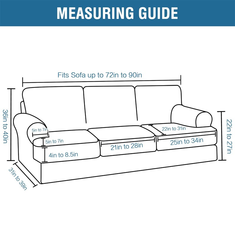 H.VERSAILTEX Sofa Cover 4 Piece T Cushion Sofa Slipcovers Thick