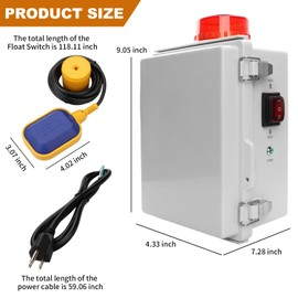 Upgraded Septic Control Panel with Septic Alarm, Pump Circuit Breaker, 14 AWG Power Cord, Float Switch, High Water Septic Tank Alarm with Flashing Lights, 110 DB Audible for Efficient Warning