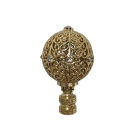 Royal Designs, Inc. Traditional Filigree Globe Crystal Embelishment Finial for Lamp Shade, F-5072PB-1, Polished Brass