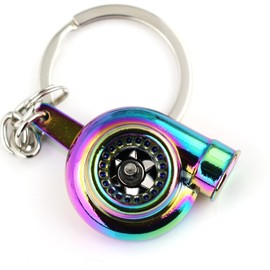 maycom Llavero Giratorio Creativo de Manguito Turbina Turbo Turbocompresor Cadena de Llaves Anillo Llavero Porta llaves (Neo Rainbow)