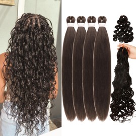Brown Boho Braiding Hair Ocean Wave Boho Crochet Braids Hair for Braiding 4# Synthetic Curly Braiding Hair for Boho Braids