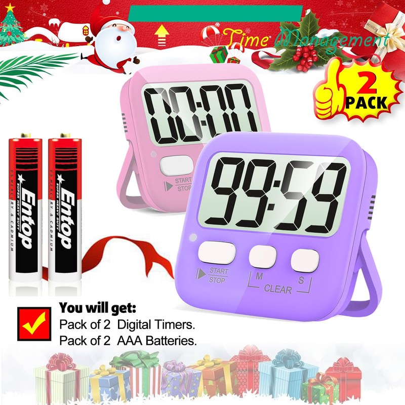 Antonki 2 Pack Digital Timer for Kids, Magnetic Countdown Kitchen