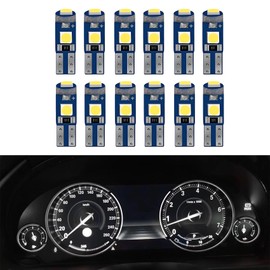 PACLVIO White T5 37 74 2721 PC74 PC37 LED Bulb, 3030 Chips Super Bright 12 Volt Replacements, Compatible with Auto Car Gauge Cluster Dashboard Light Lamp Instrument Panel Indicator (Pack of 12)