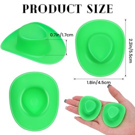 24 PCS Mini Cowboy Hat, Plastic Miniature Western Cowgirl Hat for Party Accessories, Cute Doll Hat Party Dress Hat for Dollhouse Birthday Decoration (Green)