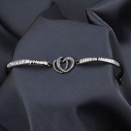 FAADBUK Memorial Jewelry Loss Gift A Piece of My Heart Lives In Heaven Bracelet In Memory of Loved Son Daughter Sympathy Gift, L, Stainless Steel, stainless steel