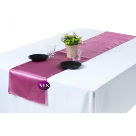 VDS Pack of 12 Satin Table Runners Charmeuse Sateen Silk Dinner Table Centerpiece for Wedding Fall Thanksgiving Christmas Party Home Xmas Dining Table Decorations (12x108 inch)(Dusty Pink)