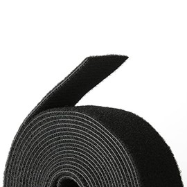 Reusable Hook & Loop Strong Grip Fastener Roll 2" x 16' (2" Wide, 16 Feet Long) - Black