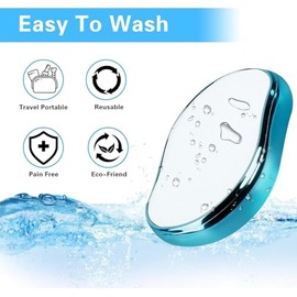 Juego de 2 gomas de pelo de cristal reutilizables para mujer y hombre, herramienta de depilación mágica sin dolor (negro y azul)