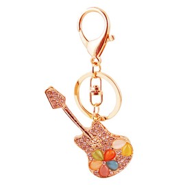 ARFUKA Key Fob Guitar Pendant Key Holder Key Rings Handbag Pendant Crystal Rhinestone Bag Pendant Car Key Chain Gifts for Men and Women, multicoloured