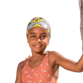 Badekappe Flower Pink, Schwimmkappe, lang, Damen, Herren, Kinder, Afro-Silikon, hohe Qualität, XS bis groß, für alle Haartypen, französische Marke