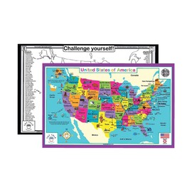 Tot Talk USA Map – Kids' Educational Placemats for Dining Table or Classroom – Made in USA, Reusable, Fun Learning Tool to Learn USA Geography - Double Sided USA Placemat
