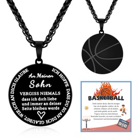 VU100 Son Necklace Gifts for Son Basketball Necklace for Boy An My Son Necklace Gifts for Son from Mum Dad Inspirational Gifts Birthday Gifts for Son Boy, Stainless Steel, No Gemstone