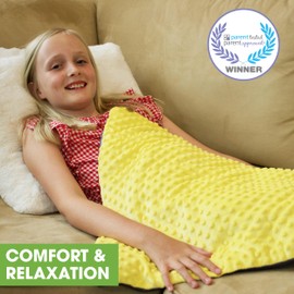 BARMY Weighted Lap Pad for Kids (24”x24”, 5lbs, 8 Colors) Weighted Lap Blanket with Removable, Washable Cover, Sensory Lap Pad for Child, Teen, Dogs, 100% Cotton Inner Weighted Blanket, Yellow