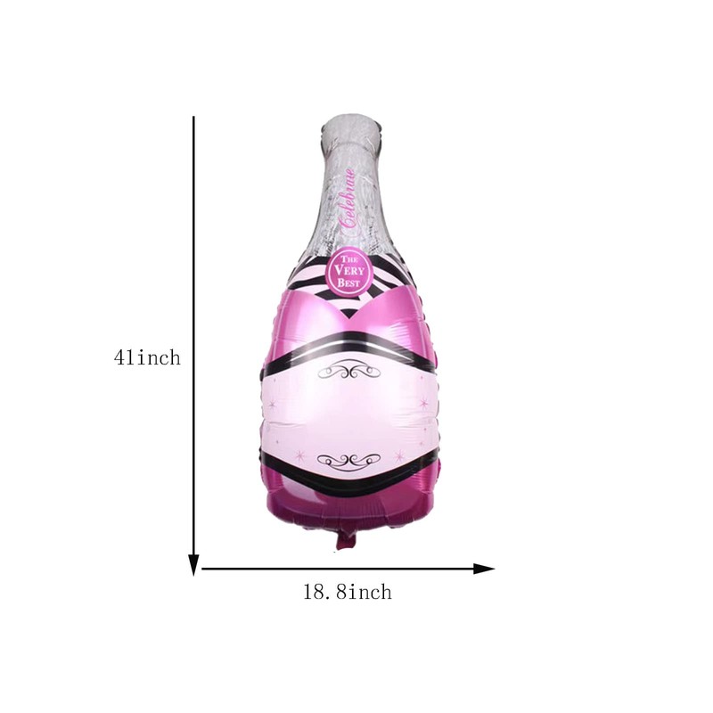 4Pcs 36inch Champagne Bottle Foil Balloons and Goblet Wine Glass