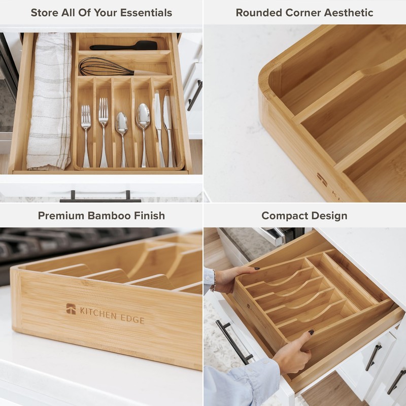 KitchenEdge Silverware Organizer - Cutlery, Flatware, and Utensil Holder for