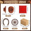 42 Pcs Western Mini Hay Bale Cowboy Hats Horseshoes Bandanas