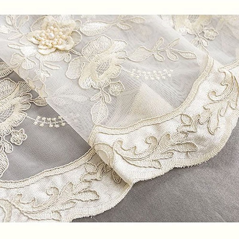 Amidoudou 1 Pair European 3D Flower Luxury Embroidered Curtains Double