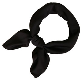 LMVERNA solid square satin scarf for women polka dot Neck Head Scarf 27 by 27 Inch(Black)