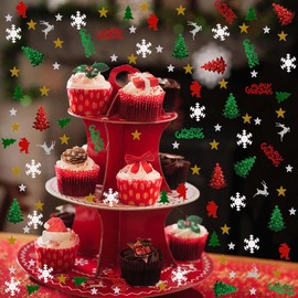 Christmas Tree Confetti Christmas Deer Snowflake Santa Claus Star Shape Glitter Metallic Foil Table Scatters Confetti for Christmas Decorations Merry Christmas Confetti Party Sets