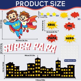 Happy Father's Day Bulletin Board Set Super Dad Cutouts Classroom Decorations Super Pa Pa Theme Fathers Day Bulletin Board Super Themed Hero Cityscape Cutouts for School Offices Classroom Supplies