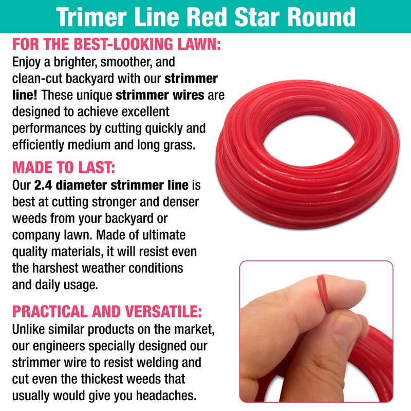 MYPURECORE Strimmer Line Red Star – 2.4 mm x 15