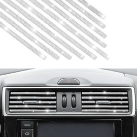 CGEAMDY Pack of 10 Bling Decorative Strips for Car Air Conditioning, Car Air Conditioning Trim, Car Interior Accessories Diamante for Most Straight Air Outlets (Silver1)
