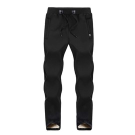 Flygo Men's Winter Warm Active Fleece Joggers Pants Athletic Sherpa Lined Sweatpants(02 Black-M)