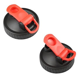 2 Pack Wide Mouth Flip Cap Mason Jar Lids for Mason Jars - Airtight Sealing, Leak-Proof Design, and Convenient Pouring Spout (Jars Sold Separately) (Red Black)
