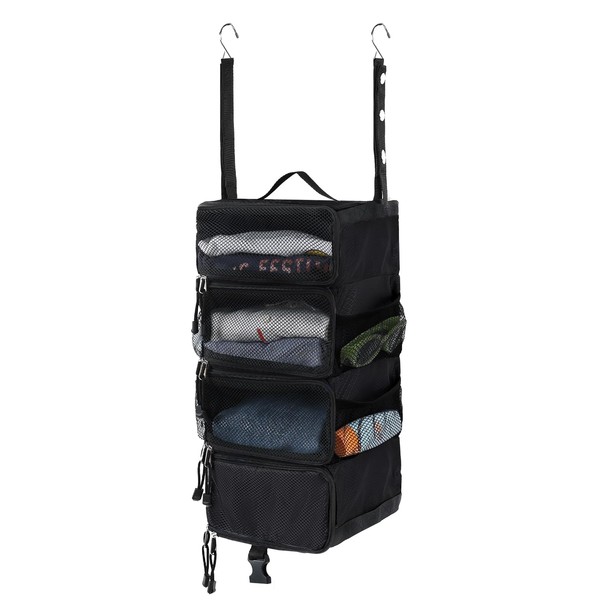 Surblue Hanging Travel Organizer Portable Hanging Luggage Organizer Multiple Compartments