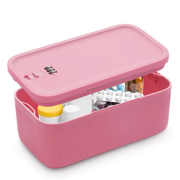 chefeggukk Lockable Storage Box, Small Lock Box with Combination Code