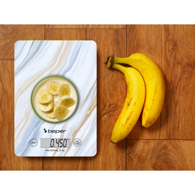 BEPER P102BIL001 Digital Kitchen Scale, Tempered Glass Top, Kitchen Scales