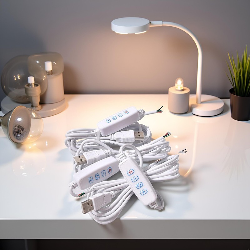 1 Pcs White DC5V USB LED Dimmer Extension Cable with